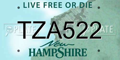 TZA522 New Hampshire License Plate