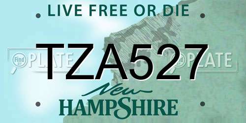 TZA527 New Hampshire License Plate