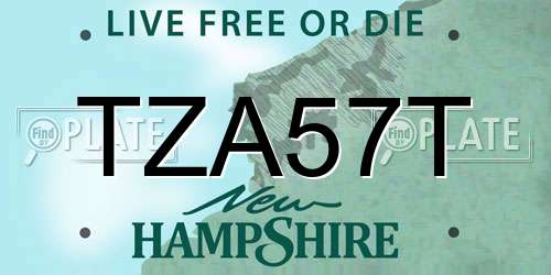 TZA57T New Hampshire License Plate