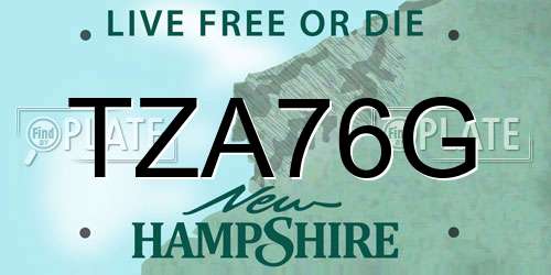 TZA76G New Hampshire License Plate