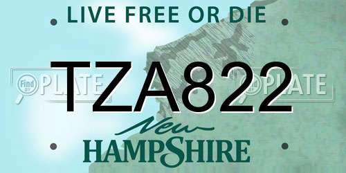 TZA822 New Hampshire License Plate