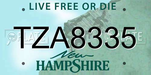 TZA8335 New Hampshire License Plate