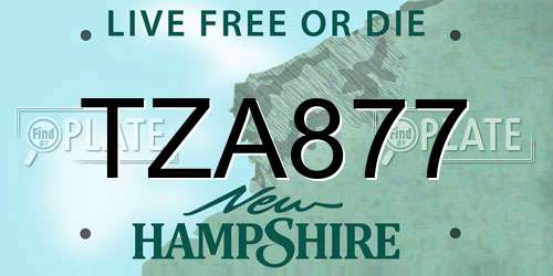 TZA877 New Hampshire License Plate
