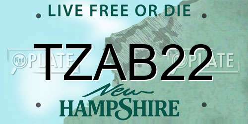 TZAB22 New Hampshire License Plate