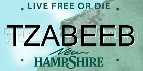 TZABEEB New Hampshire License Plate