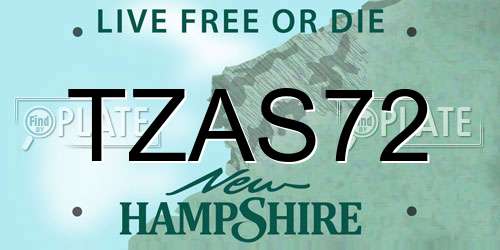TZAS72 New Hampshire License Plate