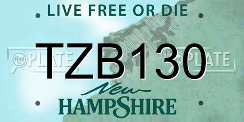 TZB130 New Hampshire License Plate