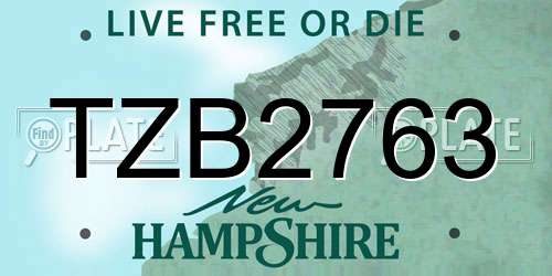 TZB2763 New Hampshire License Plate