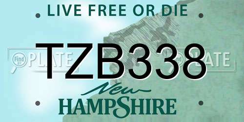 TZB338 New Hampshire License Plate