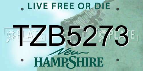 TZB5273 New Hampshire License Plate