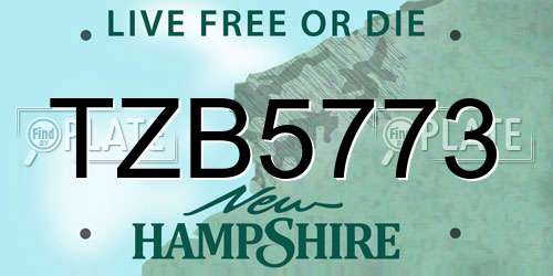 TZB5773 New Hampshire License Plate