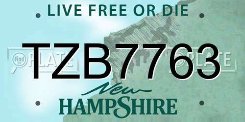 TZB7763 New Hampshire License Plate