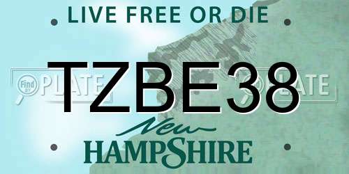 TZBE38 New Hampshire License Plate