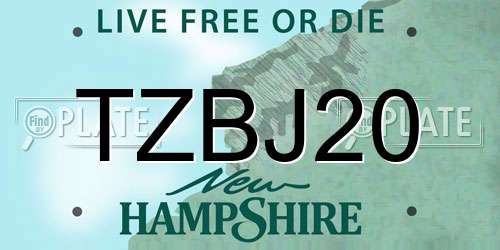 TZBJ20 New Hampshire License Plate
