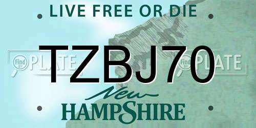 TZBJ70 New Hampshire License Plate