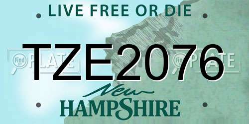 TZE2076 New Hampshire License Plate