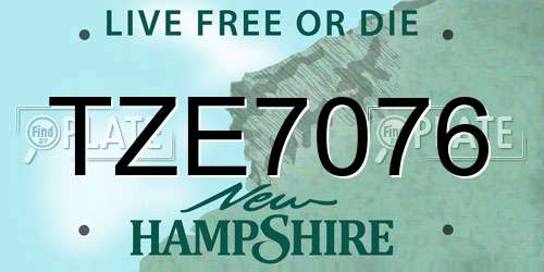 TZE7076 New Hampshire License Plate