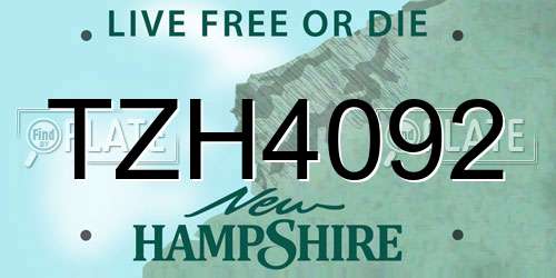 TZH4092 New Hampshire License Plate