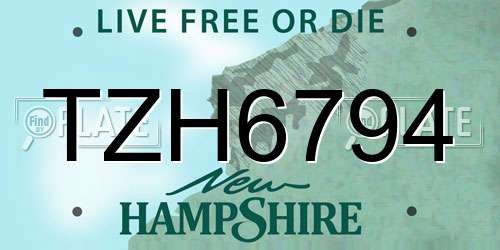 TZH6794 New Hampshire License Plate