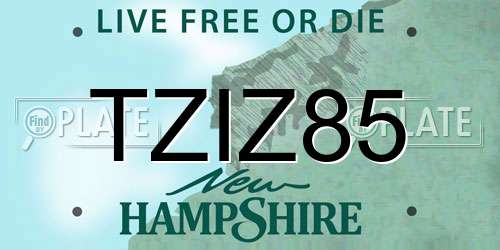 TZIZ85 New Hampshire License Plate