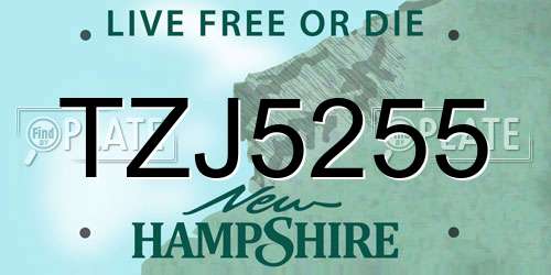 TZJ5255 New Hampshire License Plate