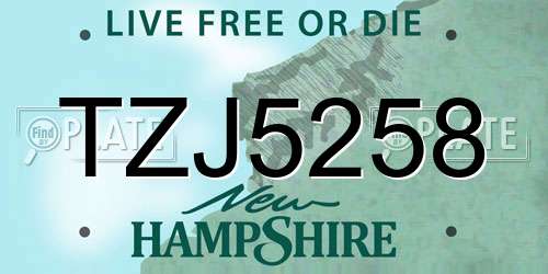 TZJ5258 New Hampshire License Plate