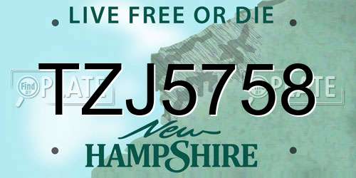 TZJ5758 New Hampshire License Plate