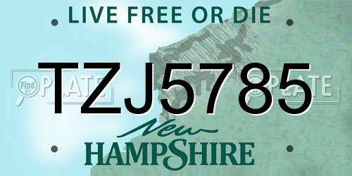TZJ5785 New Hampshire License Plate
