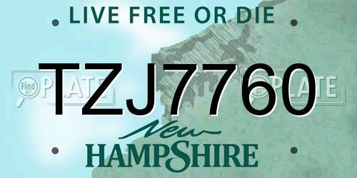 TZJ7760 New Hampshire License Plate