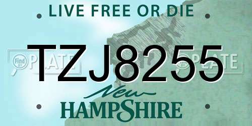 TZJ8255 New Hampshire License Plate