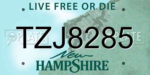 TZJ8285 New Hampshire License Plate