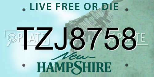 TZJ8758 New Hampshire License Plate