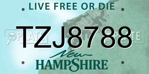TZJ8788 New Hampshire License Plate