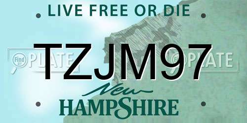 TZJM97 New Hampshire License Plate