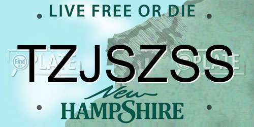 TZJSZSS New Hampshire License Plate