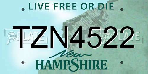 TZN4522 New Hampshire License Plate