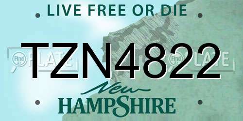 TZN4822 New Hampshire License Plate
