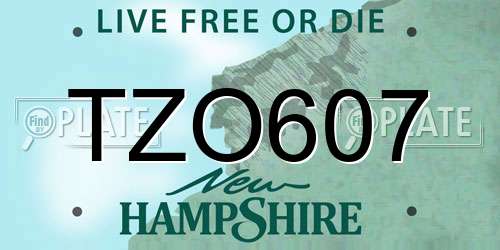 TZO607 New Hampshire License Plate