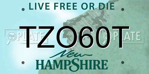 TZO60T New Hampshire License Plate
