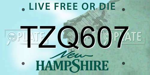 TZQ607 New Hampshire License Plate