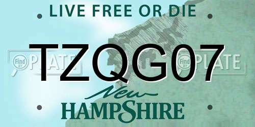 TZQG07 New Hampshire License Plate