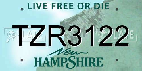 TZR3122 New Hampshire License Plate