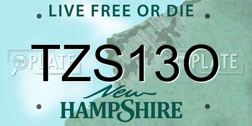 TZS13O New Hampshire License Plate