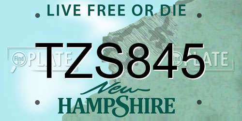 TZS845 New Hampshire License Plate