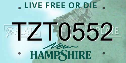 TZT0552 New Hampshire License Plate