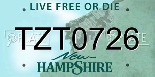 TZT0726 New Hampshire License Plate