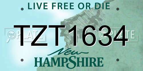 TZT1634 New Hampshire License Plate