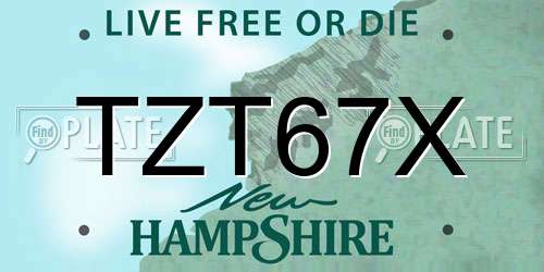 TZT67X New Hampshire License Plate