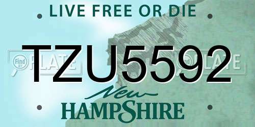 TZU5592 New Hampshire License Plate