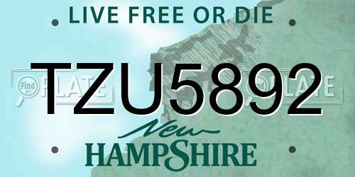 TZU5892 New Hampshire License Plate